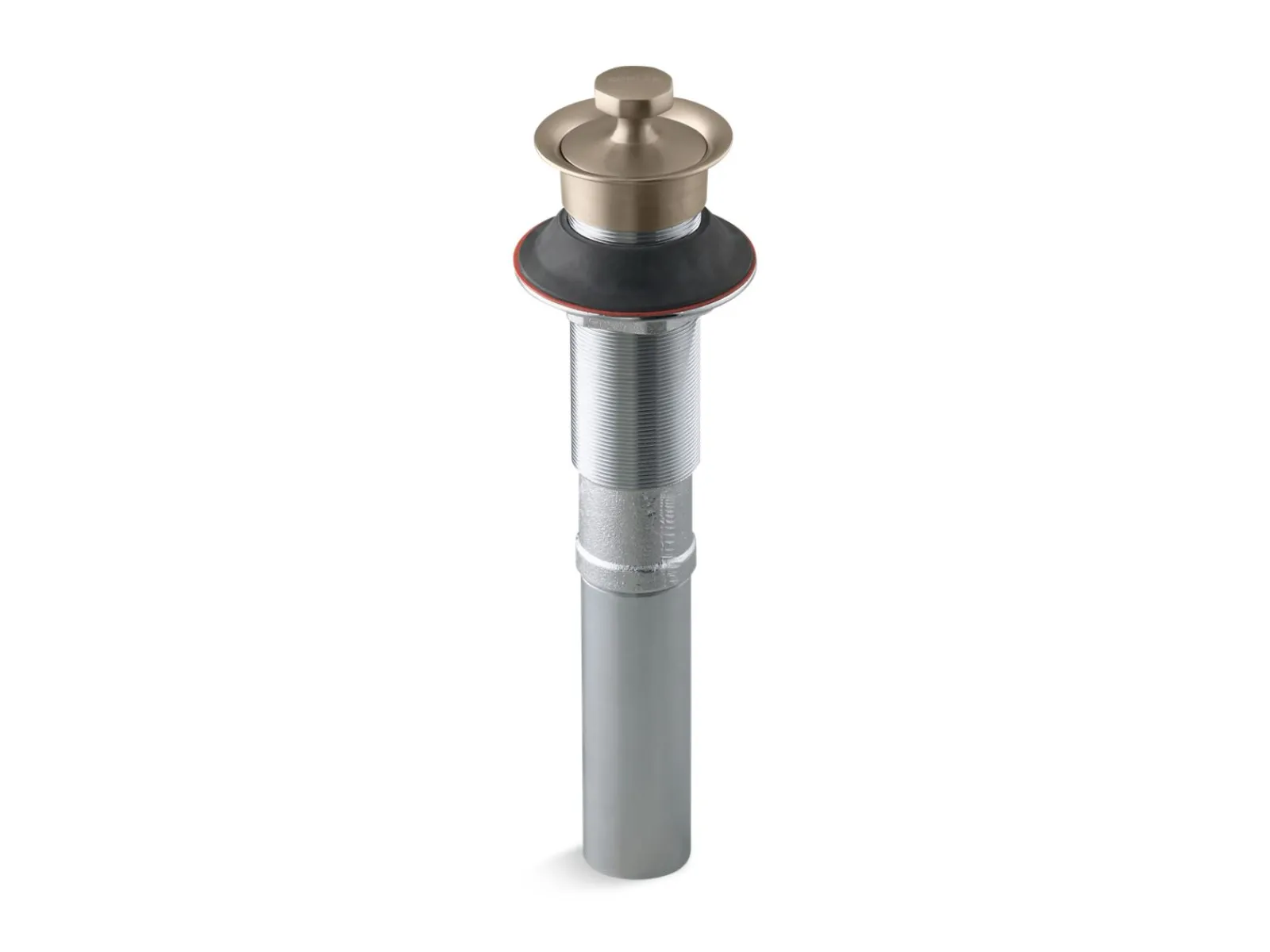 Bathroom sink drain with non-removable metal stopper and without overflow^Kohler Hot