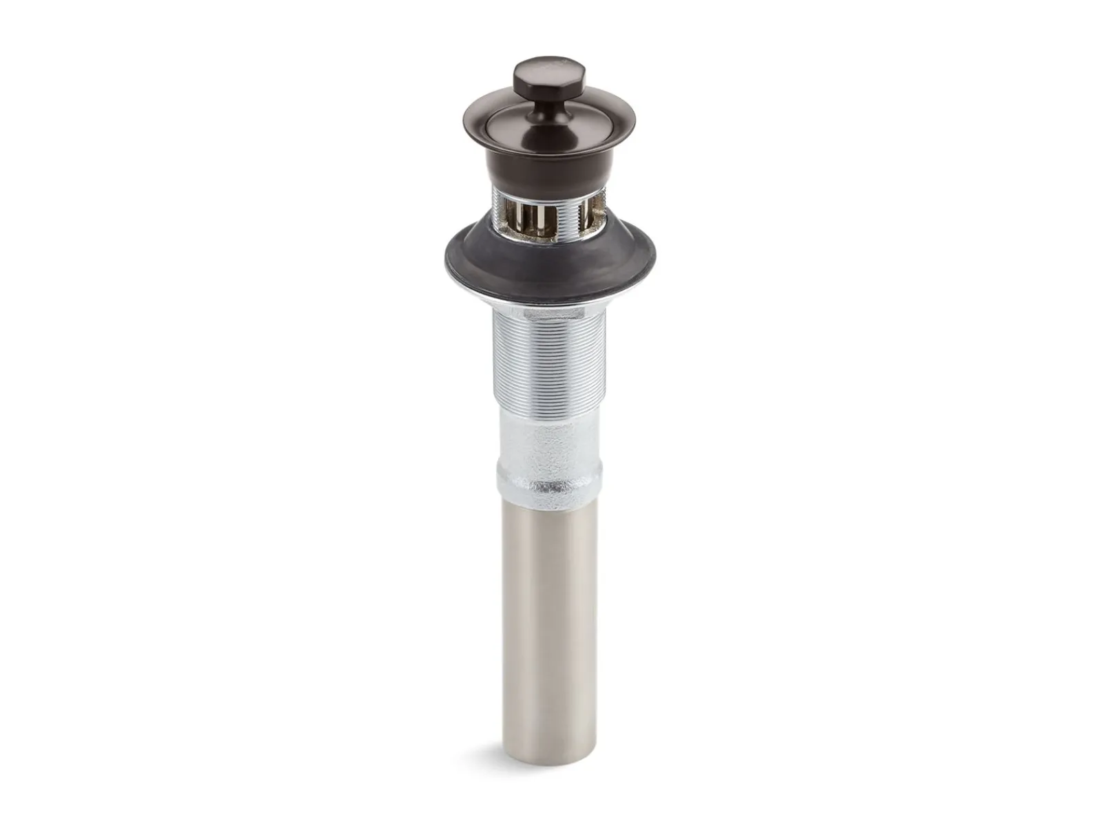 Bathroom sink drain with overflow and non-removable metal stopper^Kohler Discount