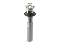 Bathroom sink drain with overflow and non-removable metal stopper^Kohler Discount