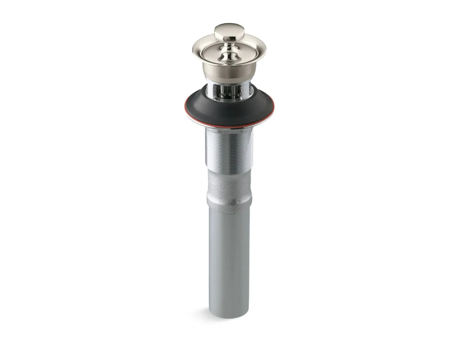Bathroom sink drain with overflow and non-removable metal stopper^Kohler Discount