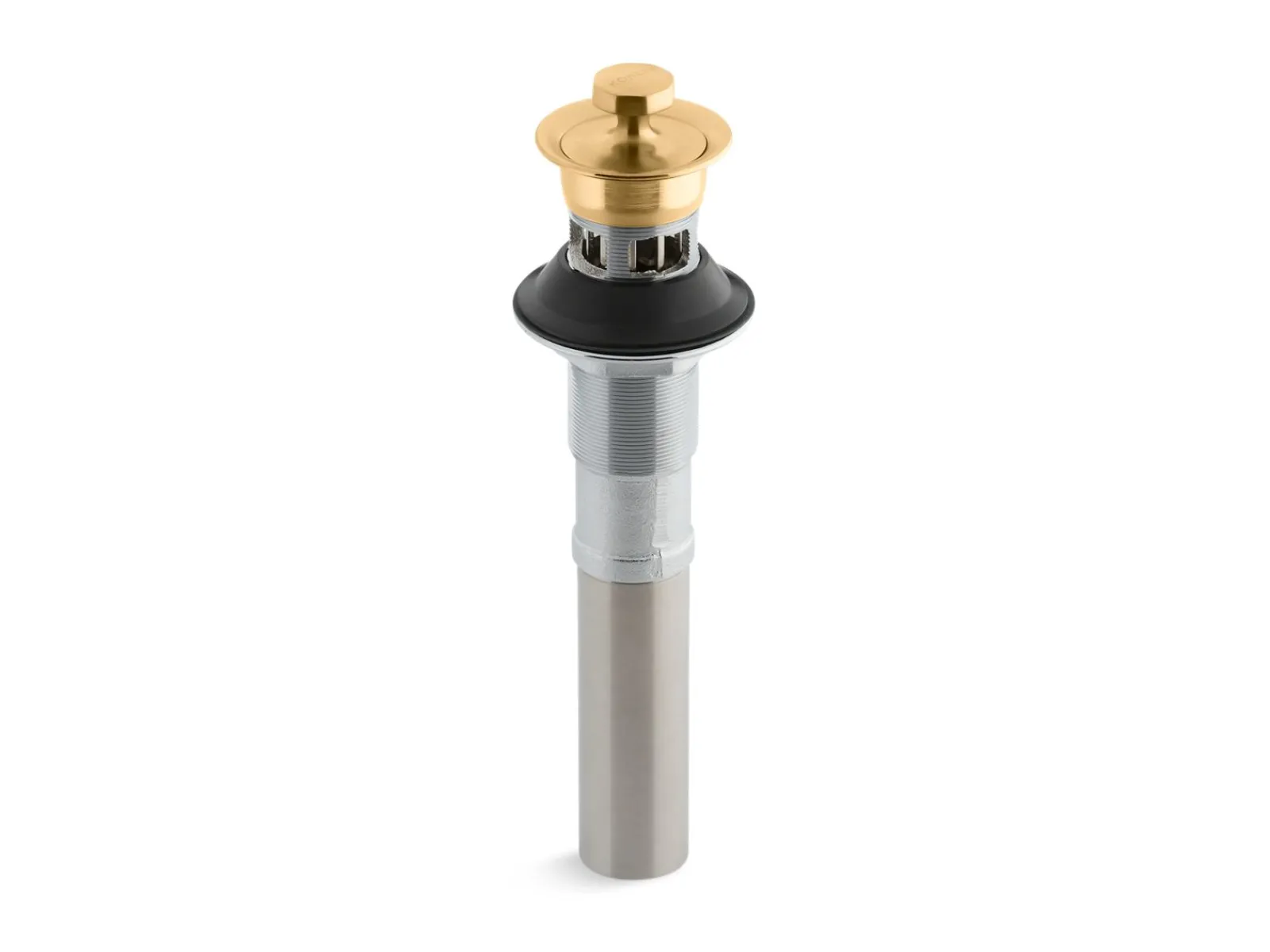 Bathroom sink drain with overflow and non-removable metal stopper^Kohler Discount