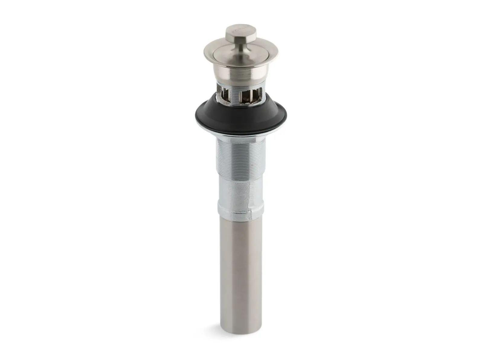 Bathroom sink drain with overflow and non-removable metal stopper^Kohler Discount