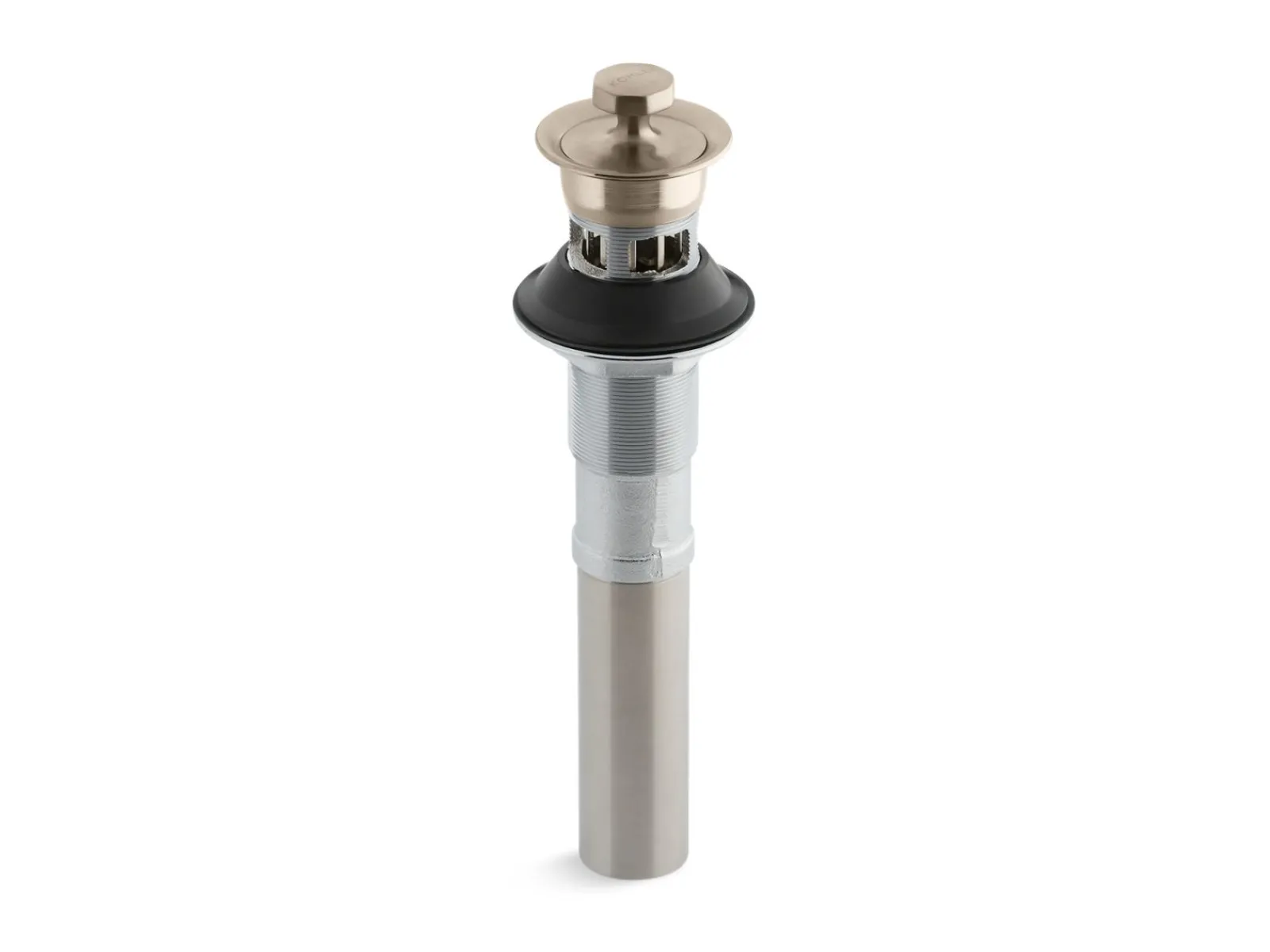 Bathroom sink drain with overflow and non-removable metal stopper^Kohler Discount