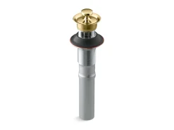 Bathroom sink drain with overflow and non-removable metal stopper^Kohler Discount