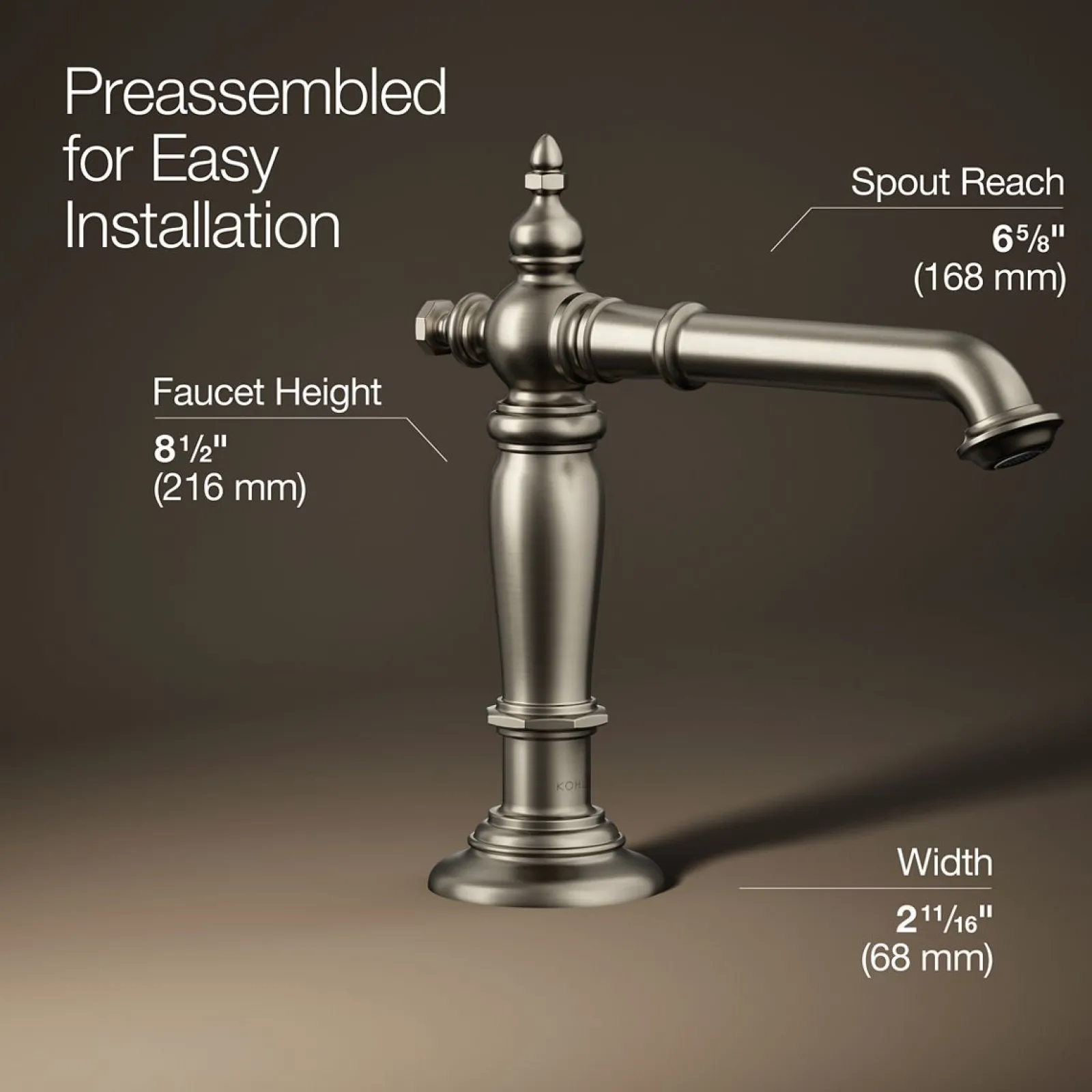 Bathroom sink faucet spout with Column design, 1.2 gpm^Kohler New