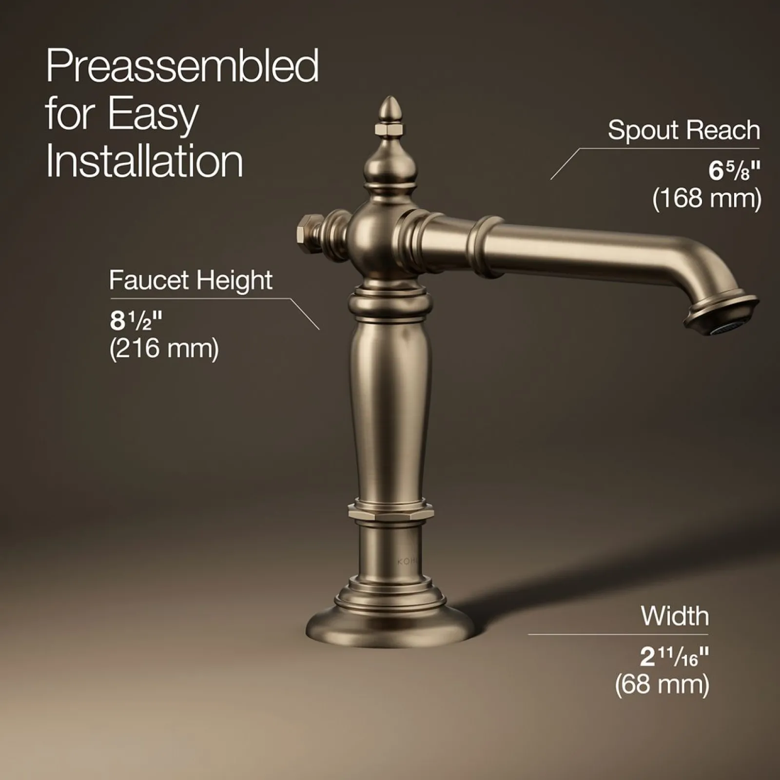 Bathroom sink faucet spout with Column design, 1.2 gpm^Kohler New