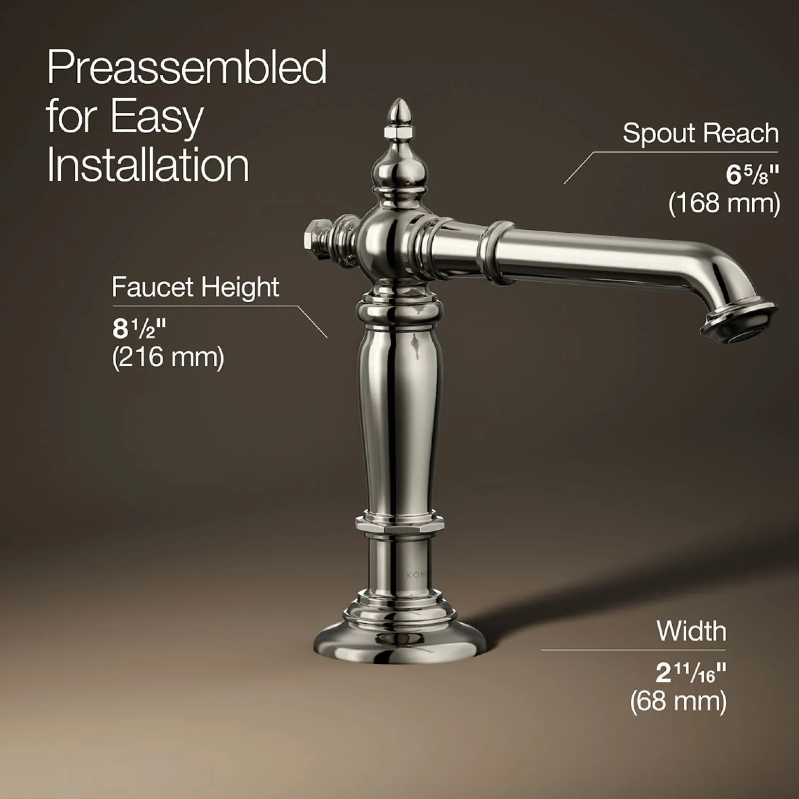 Bathroom sink faucet spout with Column design, 1.2 gpm^Kohler New