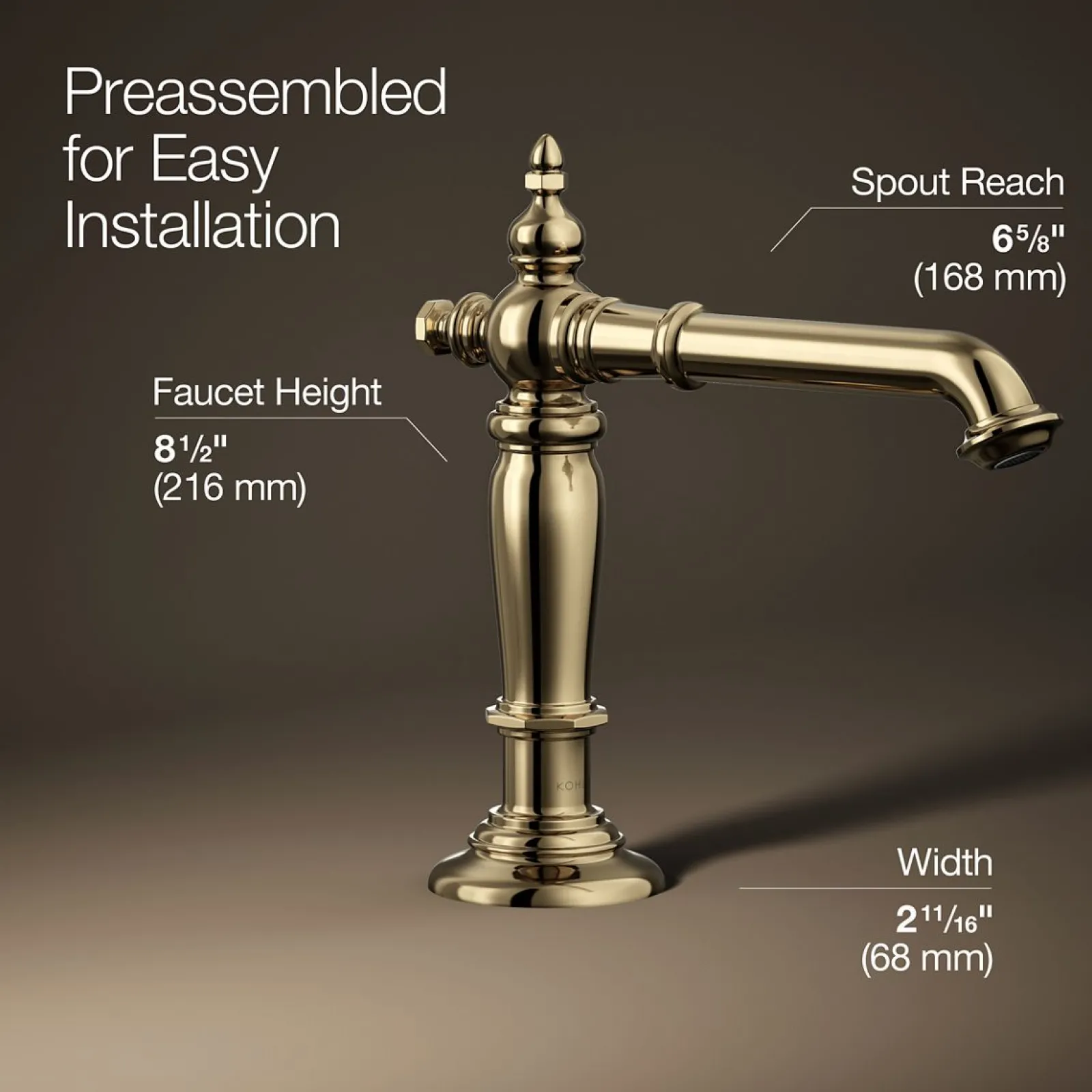 Bathroom sink faucet spout with Column design, 1.2 gpm^Kohler New
