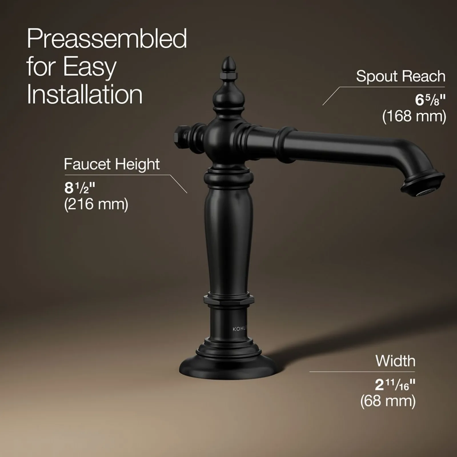 Bathroom sink faucet spout with Column design, 1.2 gpm^Kohler New