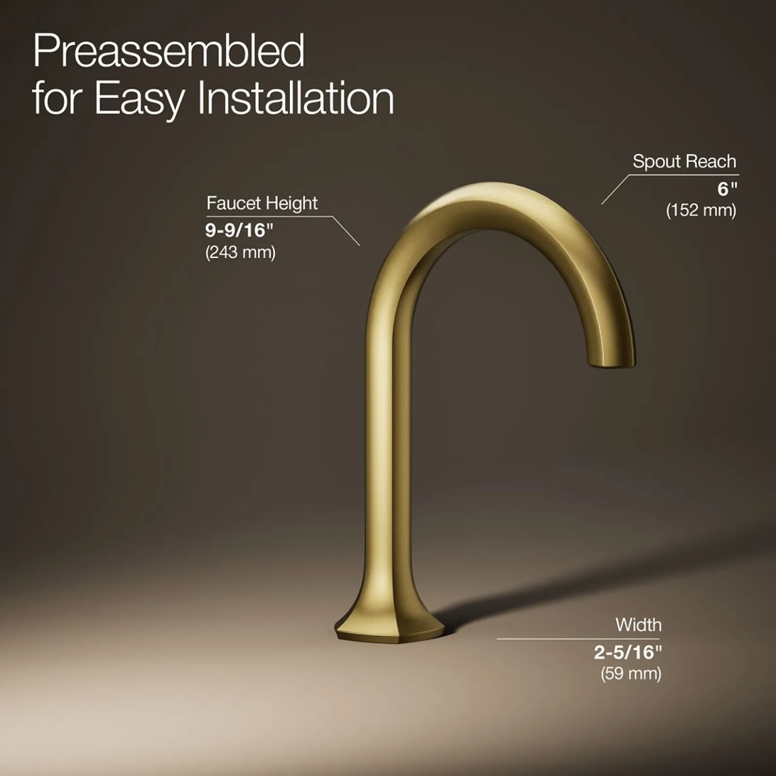 Bathroom sink faucet spout with Cane design, 1.2 gpm^Kohler Clearance