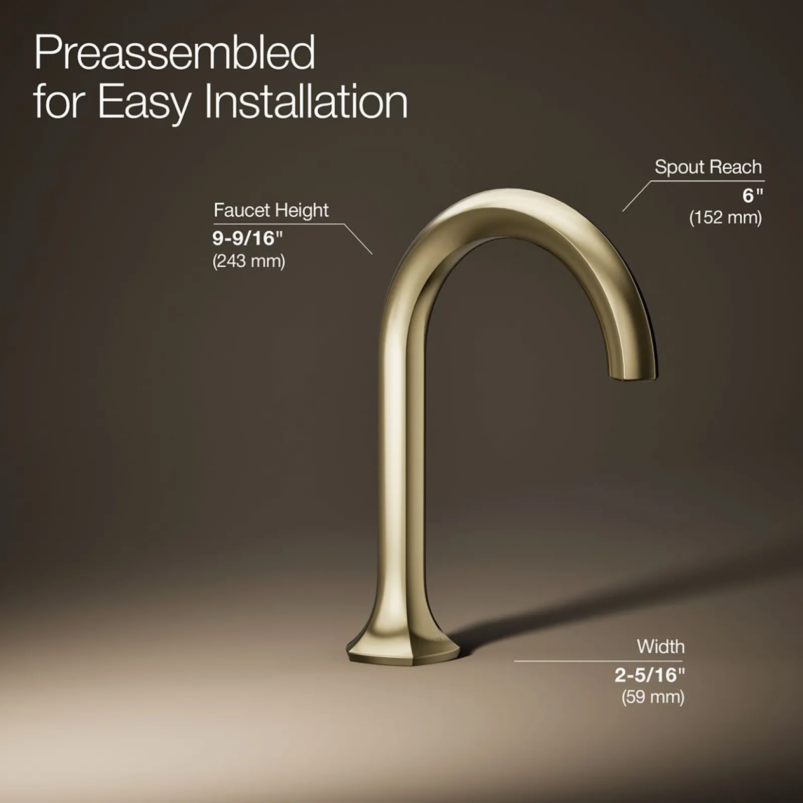 Bathroom sink faucet spout with Cane design, 1.2 gpm^Kohler Clearance
