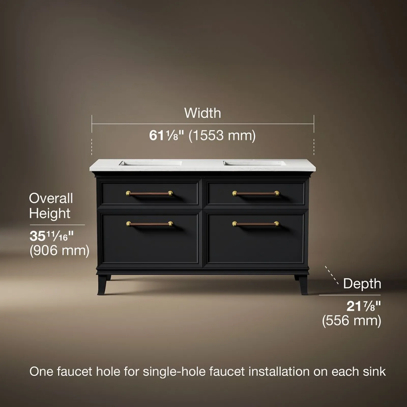 60" bathroom vanity cabinet with sinks and quartz top^Kohler Clearance