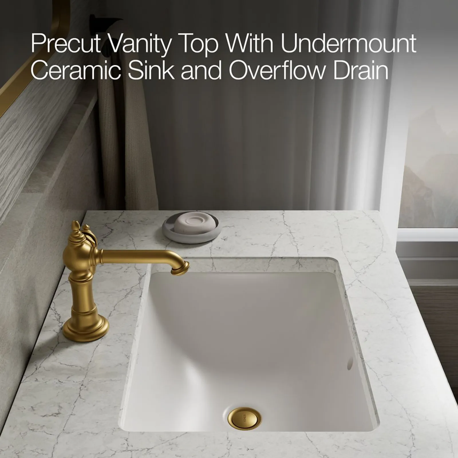 60" bathroom vanity cabinet with sinks and quartz top^Kohler Clearance