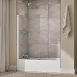 Bath screen, 56-15/16" x 32" W with 1/4" thick Crystal Clear glass and square corner^Kohler Best