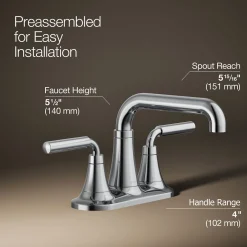 Centerset bathroom sink faucet, 0.5 gpm^Kohler New