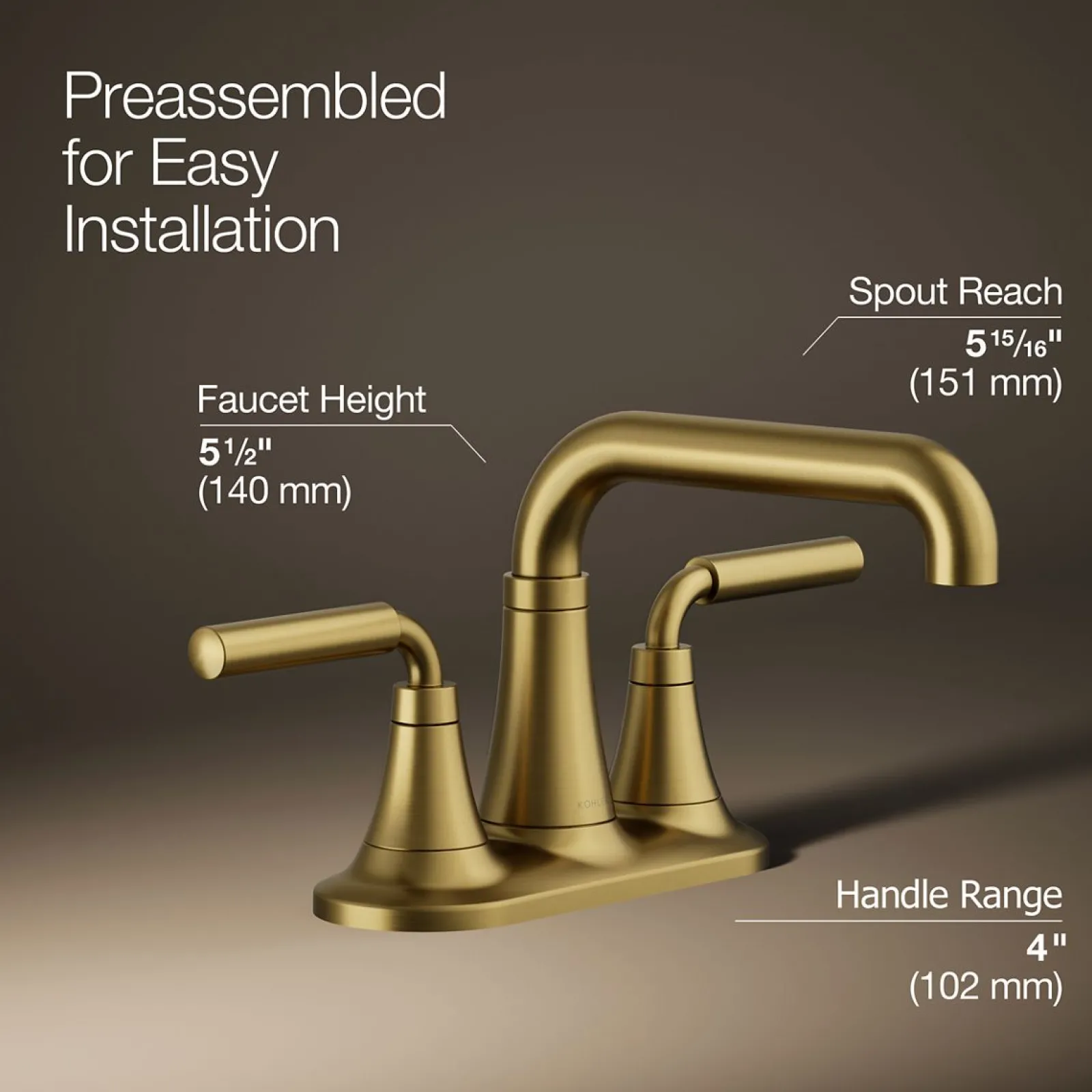 Centerset bathroom sink faucet, 0.5 gpm^Kohler New
