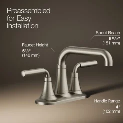 Centerset bathroom sink faucet, 0.5 gpm^Kohler New