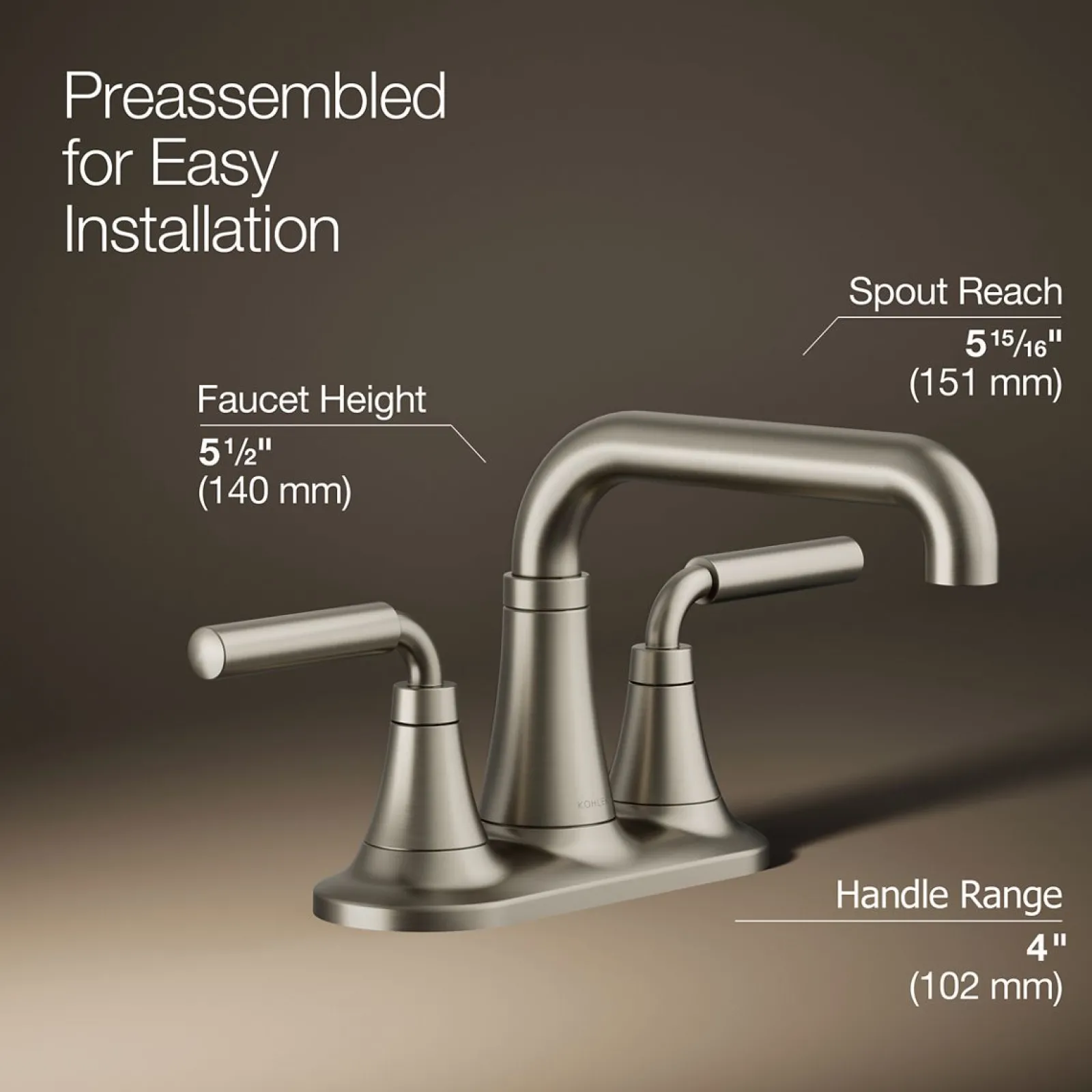 Centerset bathroom sink faucet, 0.5 gpm^Kohler New