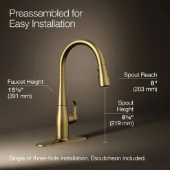 Compact pull-down kitchen sink faucet with three-function sprayhead^Kohler Online