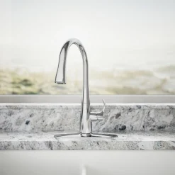 Compact pull-down kitchen sink faucet with three-function sprayhead^Kohler Online