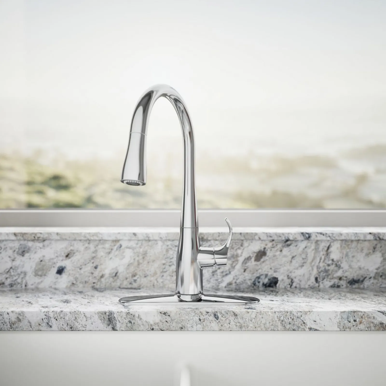 Compact pull-down kitchen sink faucet with three-function sprayhead^Kohler Online