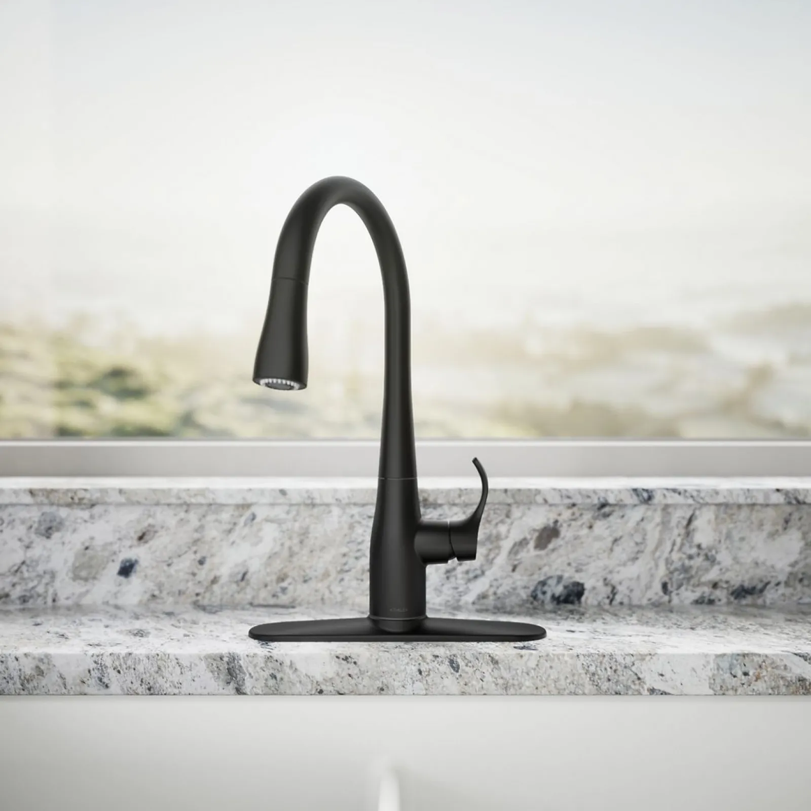Compact pull-down kitchen sink faucet with three-function sprayhead^Kohler Online