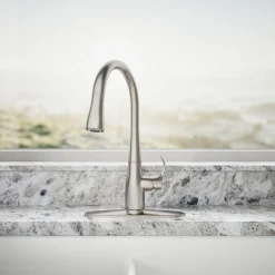 Compact pull-down kitchen sink faucet with three-function sprayhead^Kohler Online