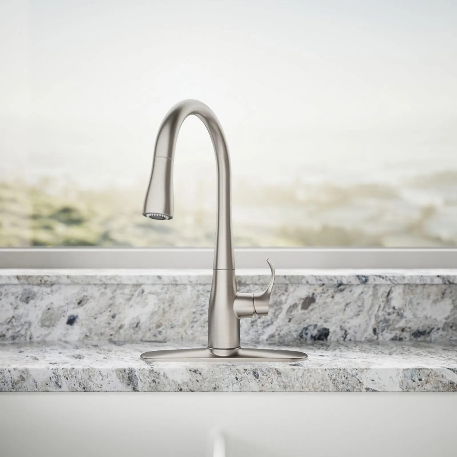 Compact pull-down kitchen sink faucet with three-function sprayhead^Kohler Online