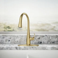 Compact pull-down kitchen sink faucet with three-function sprayhead^Kohler Online
