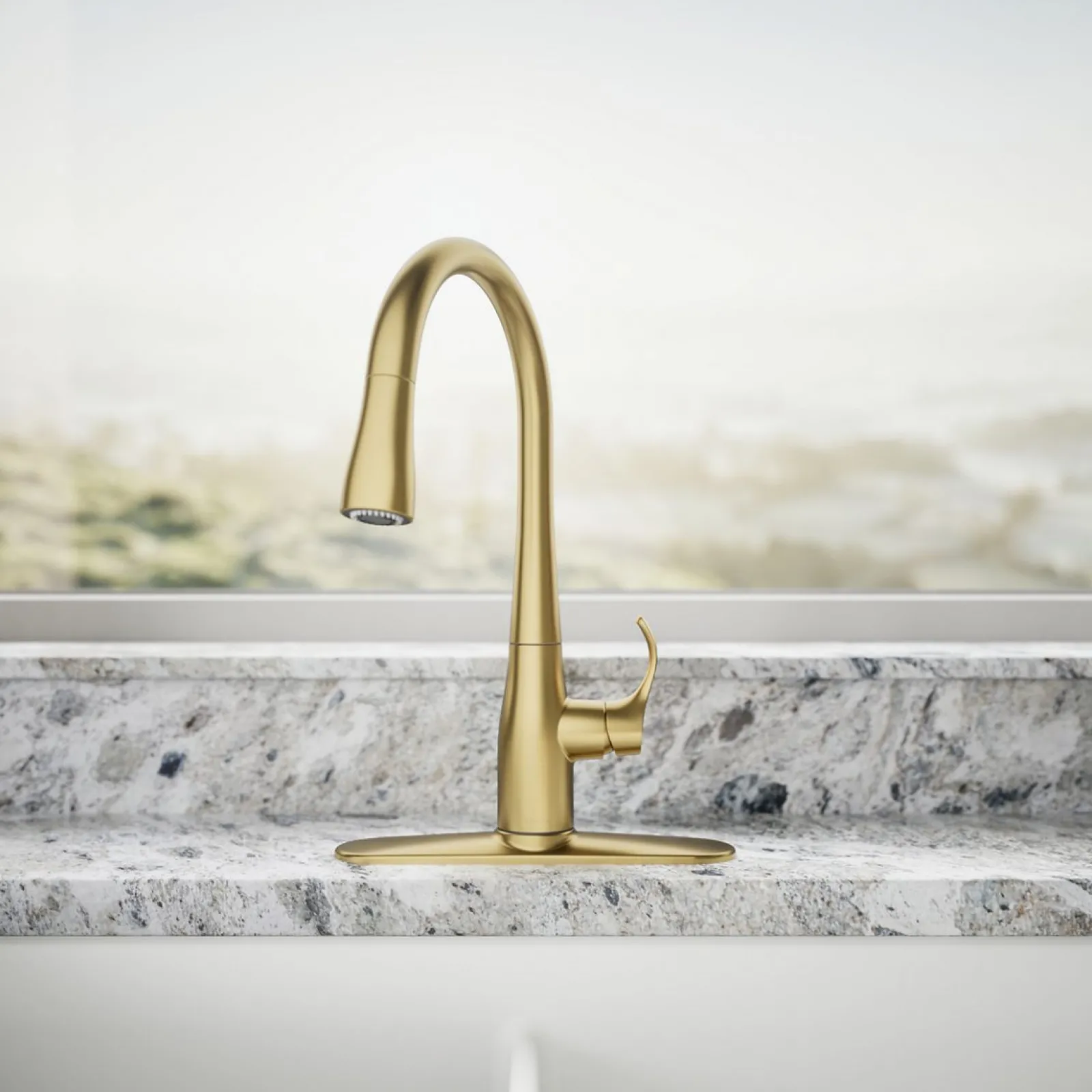 Compact pull-down kitchen sink faucet with three-function sprayhead^Kohler Online
