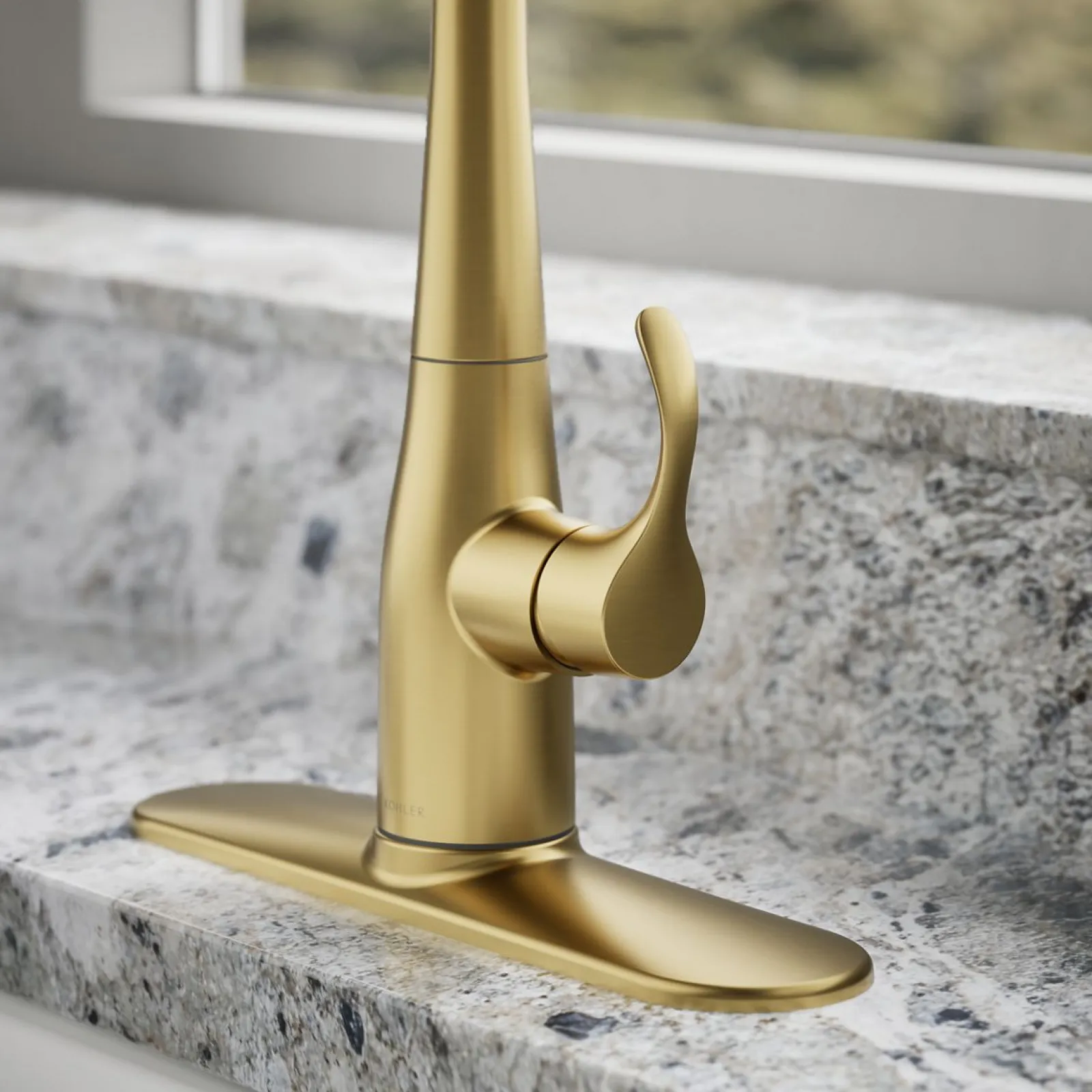 Compact pull-down kitchen sink faucet with three-function sprayhead^Kohler Online