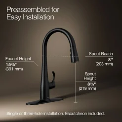 Compact pull-down kitchen sink faucet with three-function sprayhead^Kohler Online
