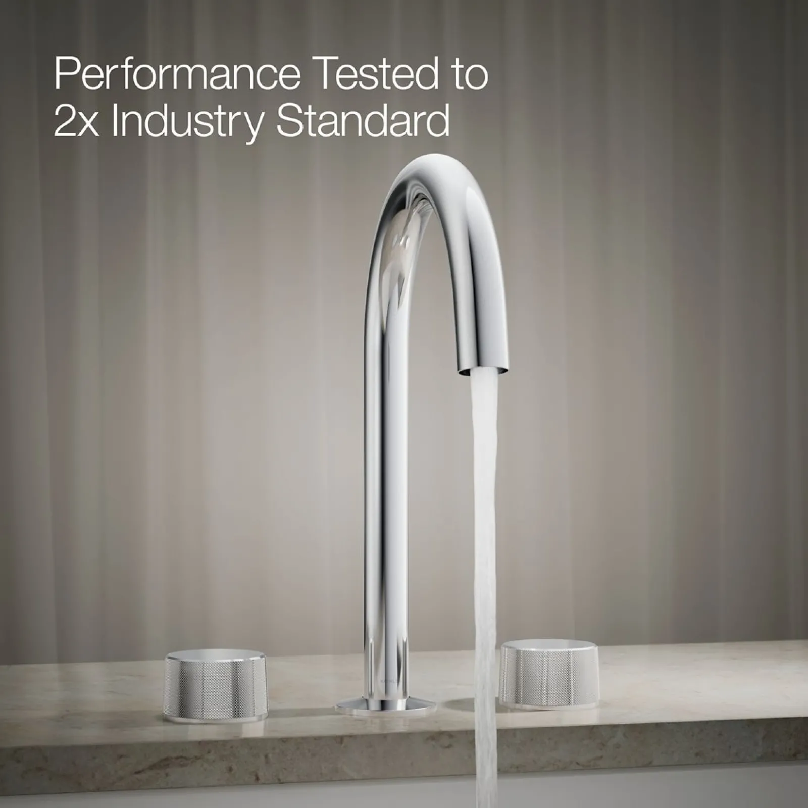 Deck-mount bath faucet handles with Oyl design^Kohler