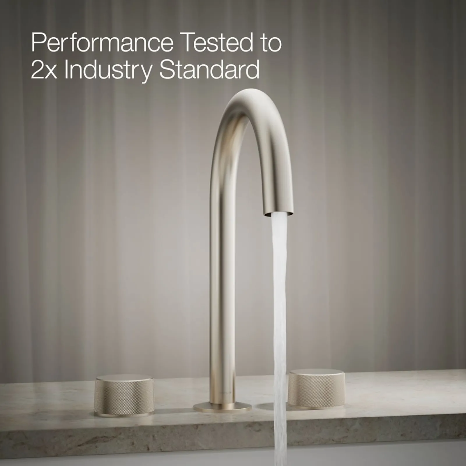 Deck-mount bath faucet handles with Oyl design^Kohler