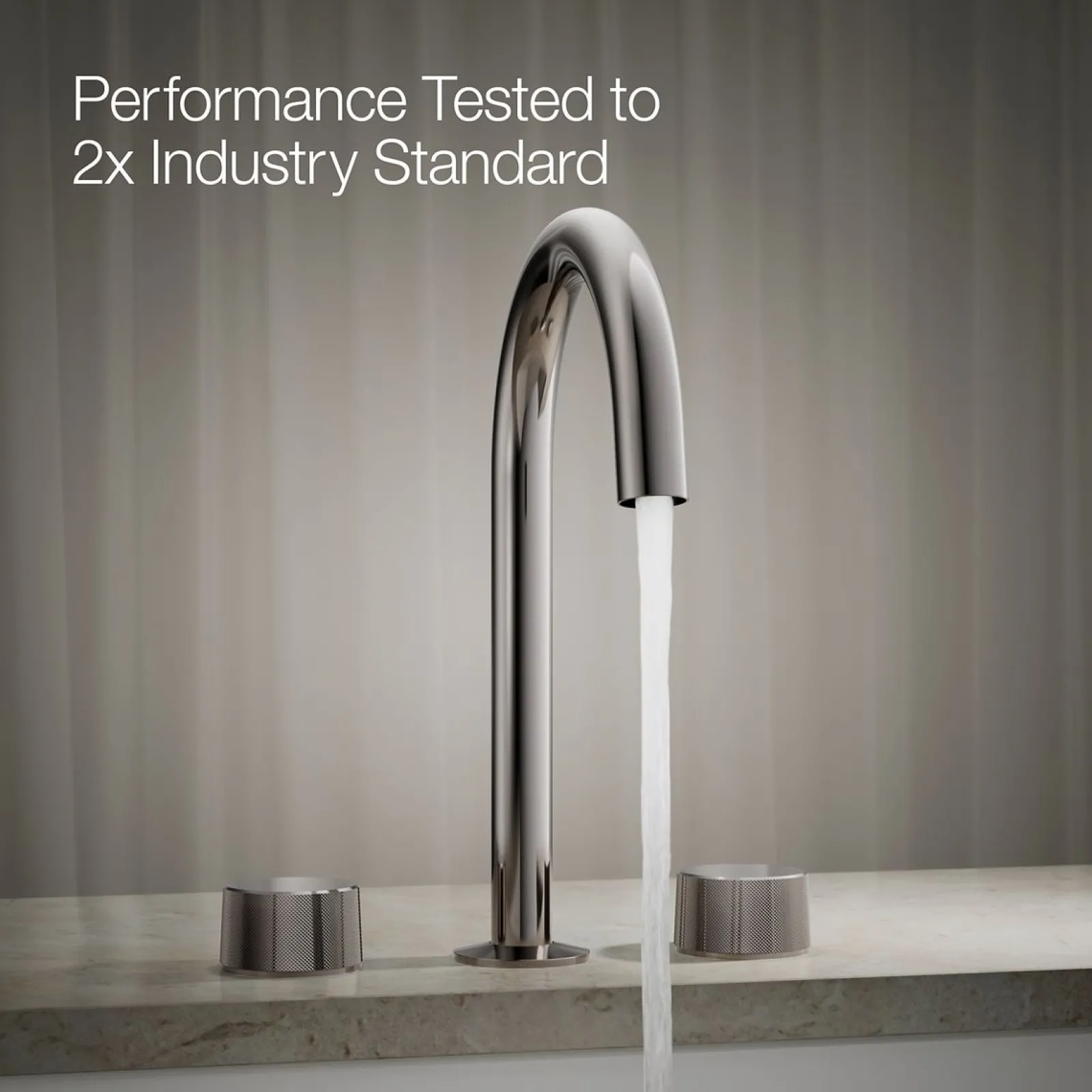 Deck-mount bath faucet handles with Oyl design^Kohler