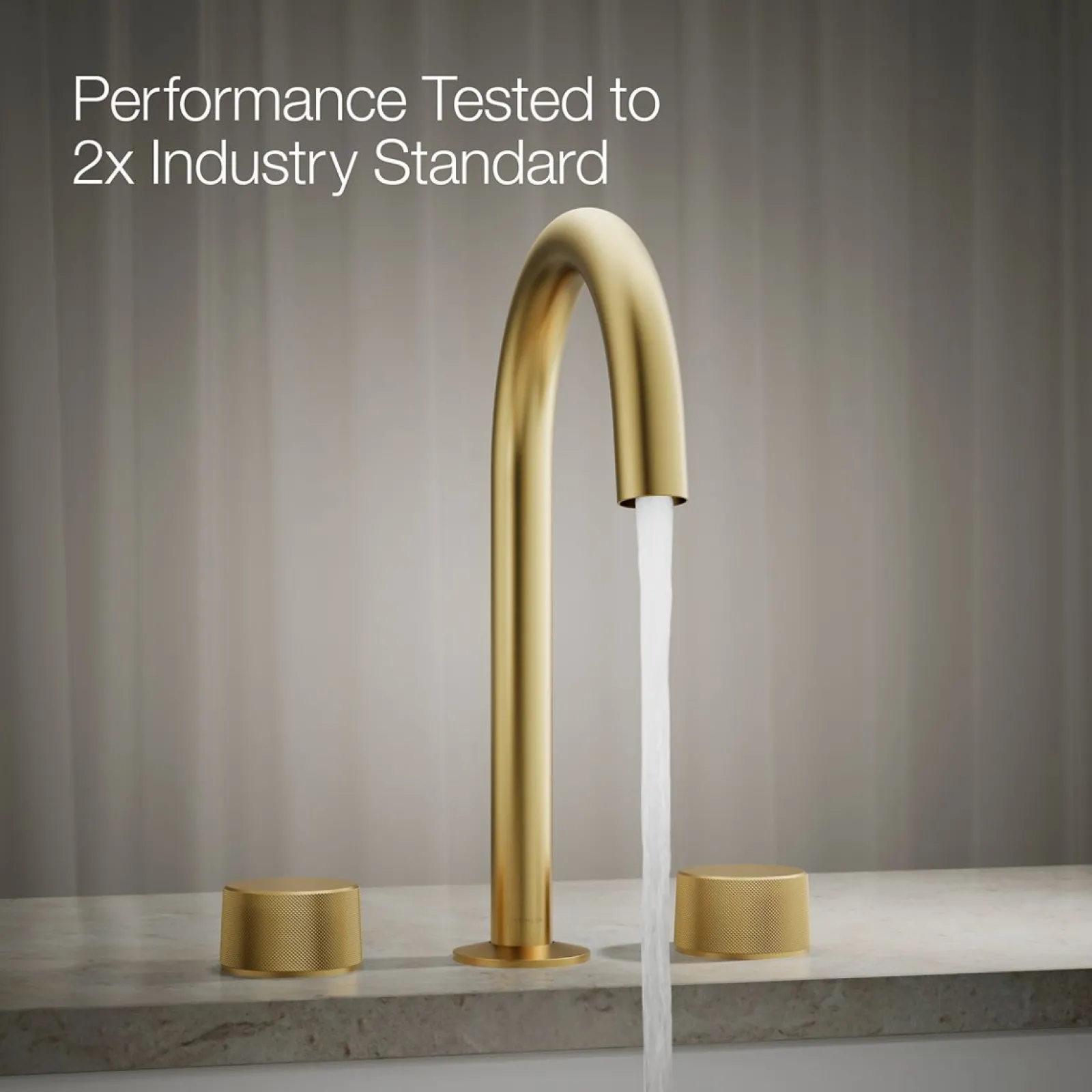 Deck-mount bath faucet handles with Oyl design^Kohler