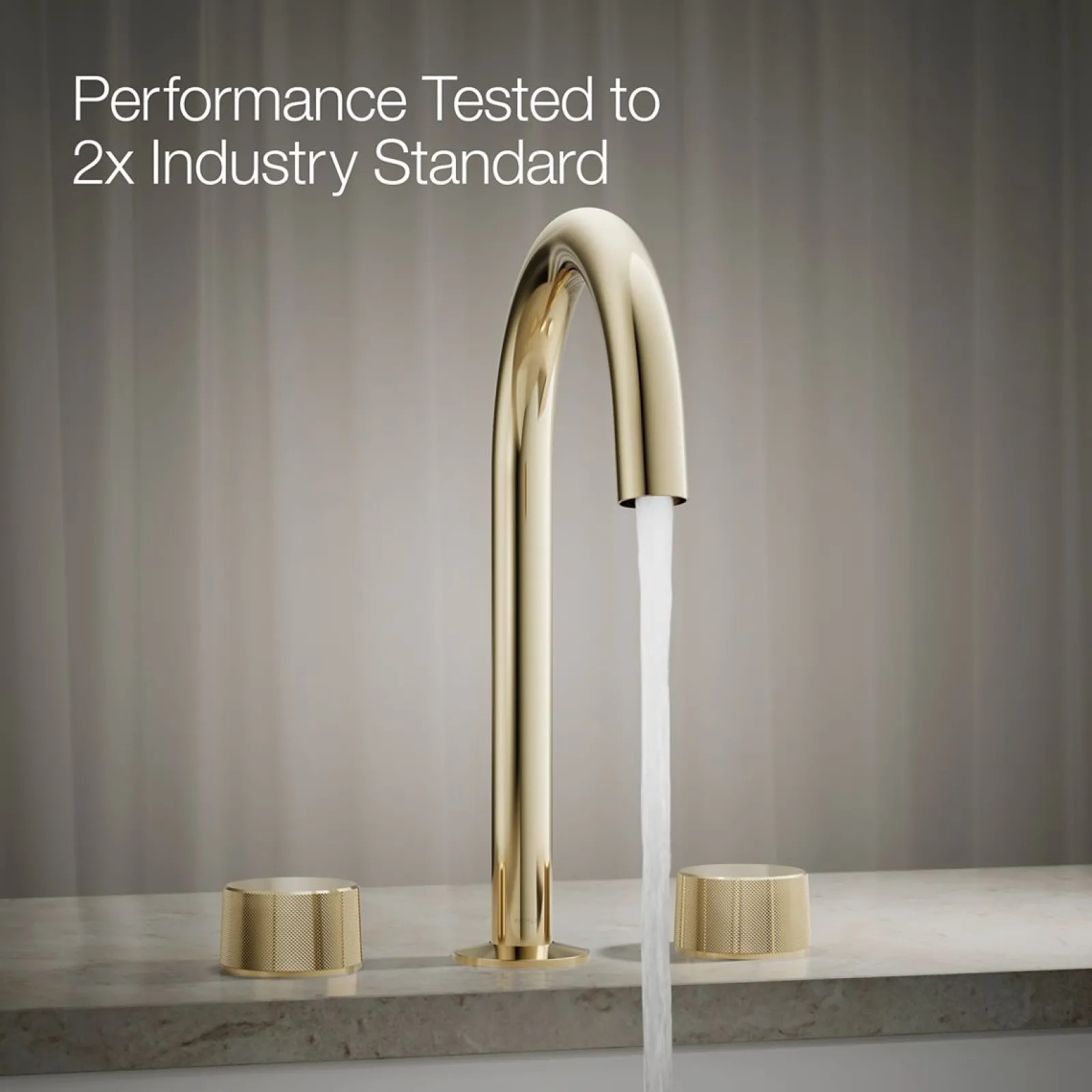 Deck-mount bath faucet handles with Oyl design^Kohler