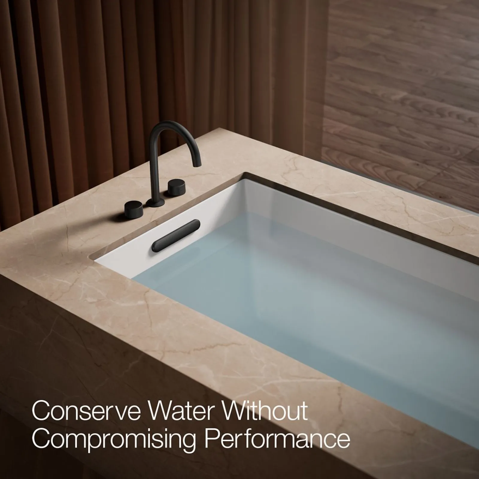 Deck-mount bath faucet handles with Oyl design^Kohler