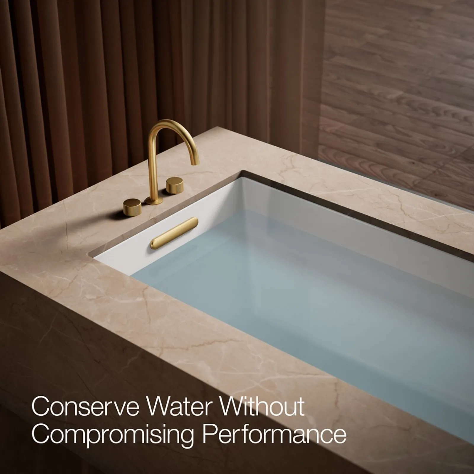 Deck-mount bath faucet handles with Oyl design^Kohler