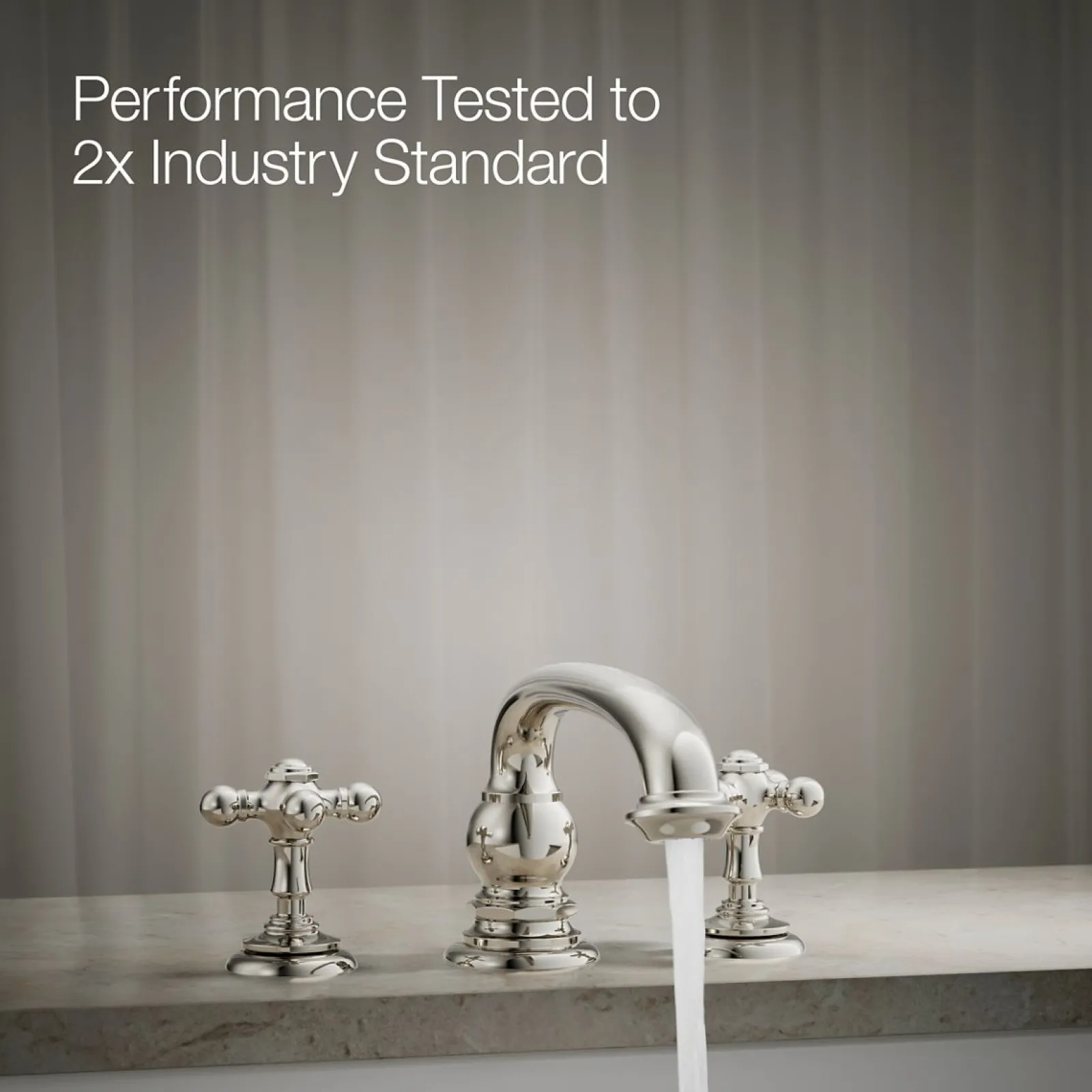 Deck-mount bath faucet handle trim with Cross design^Kohler