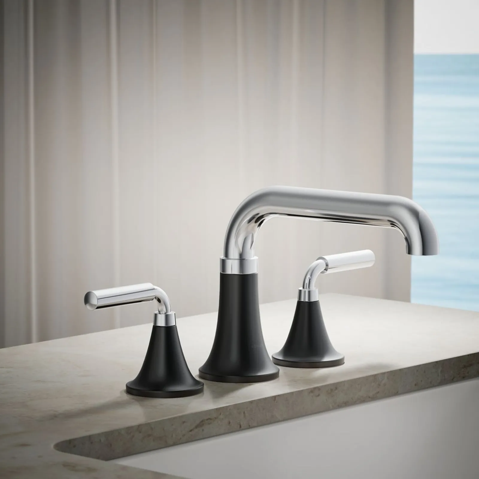 Deck-mount bath faucet trim^Kohler Hot