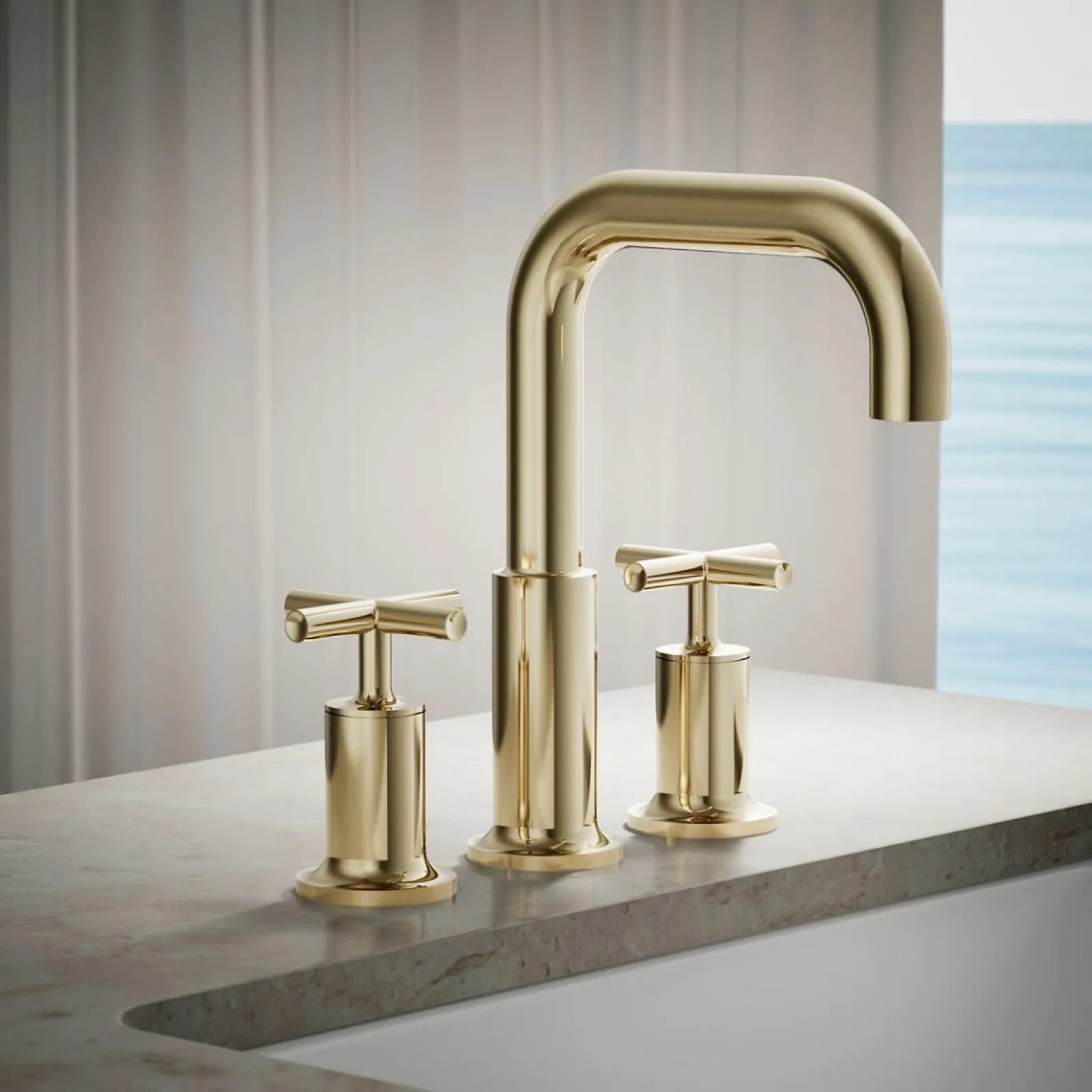 Deck-mount bath faucet trim with Cross handles^Kohler Sale