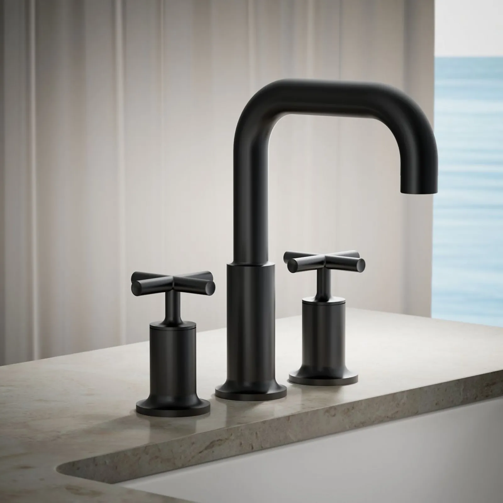 Deck-mount bath faucet trim with Cross handles^Kohler Sale