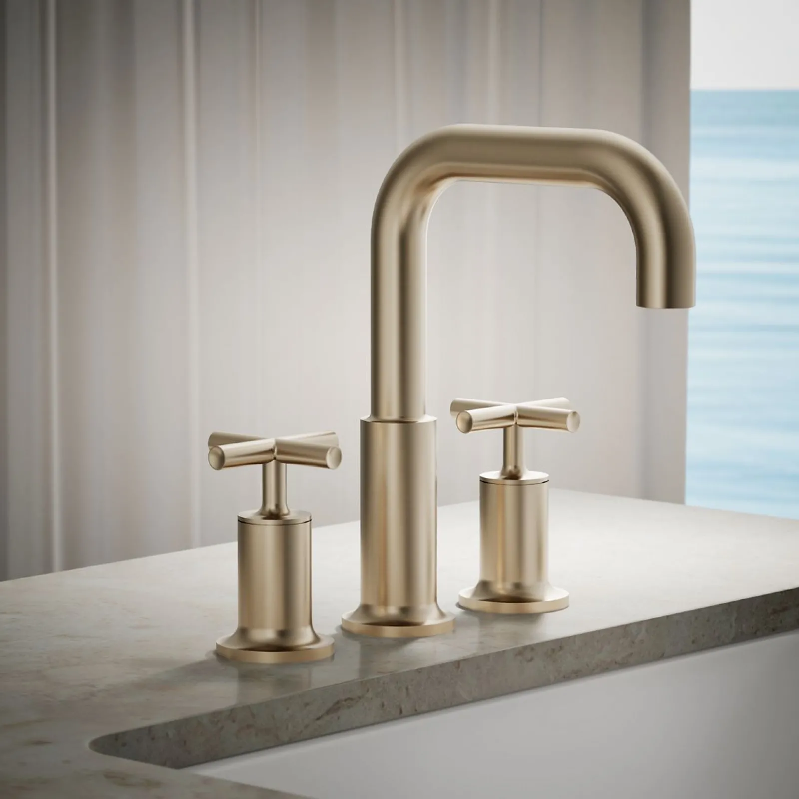 Deck-mount bath faucet trim with Cross handles^Kohler Sale