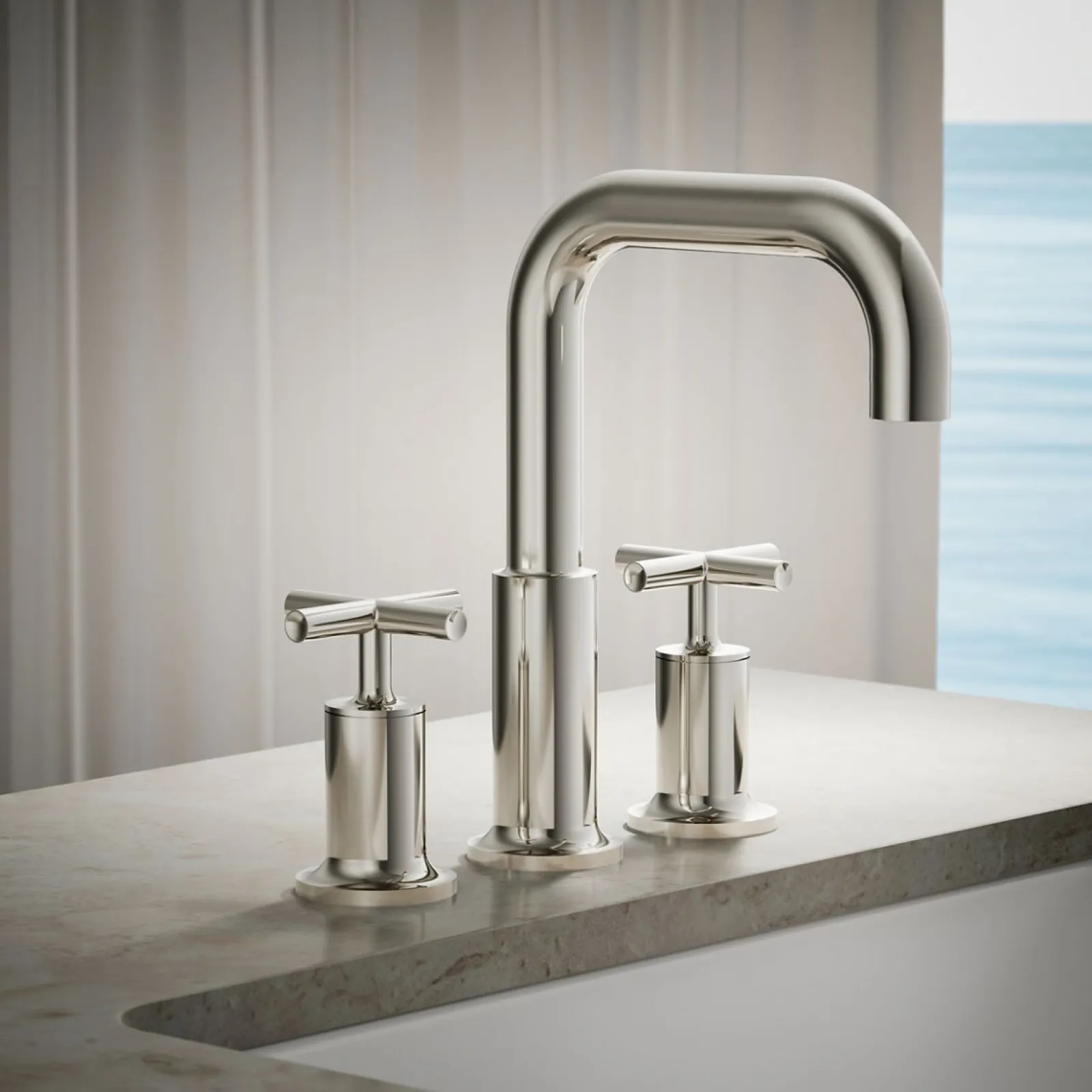 Deck-mount bath faucet trim with Cross handles^Kohler Sale