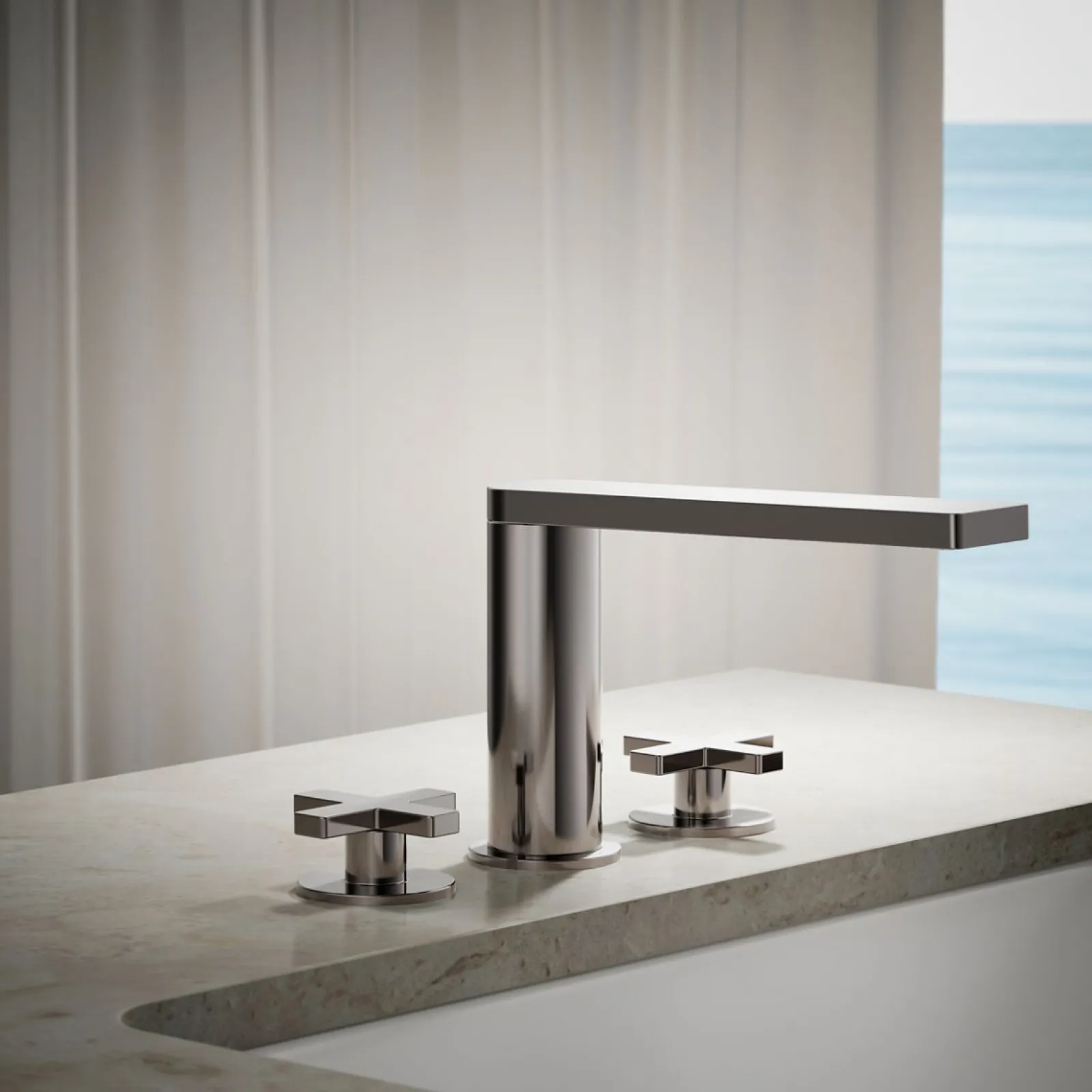 Deck-mount bath faucet with cross handles^Kohler Online