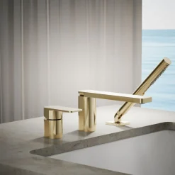 Deck-mount bath faucet with handshower^Kohler Online