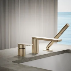 Deck-mount bath faucet with handshower^Kohler Online