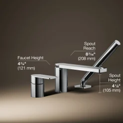 Deck-mount bath faucet with handshower^Kohler Online