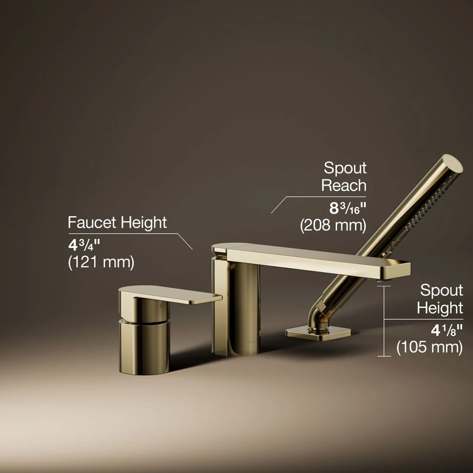 Deck-mount bath faucet with handshower^Kohler Online